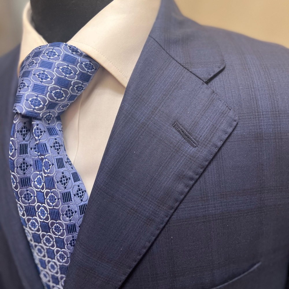 Samuelsohn Plaid Sport Coat Jacket Blazer Blue Men's Super 150 42R